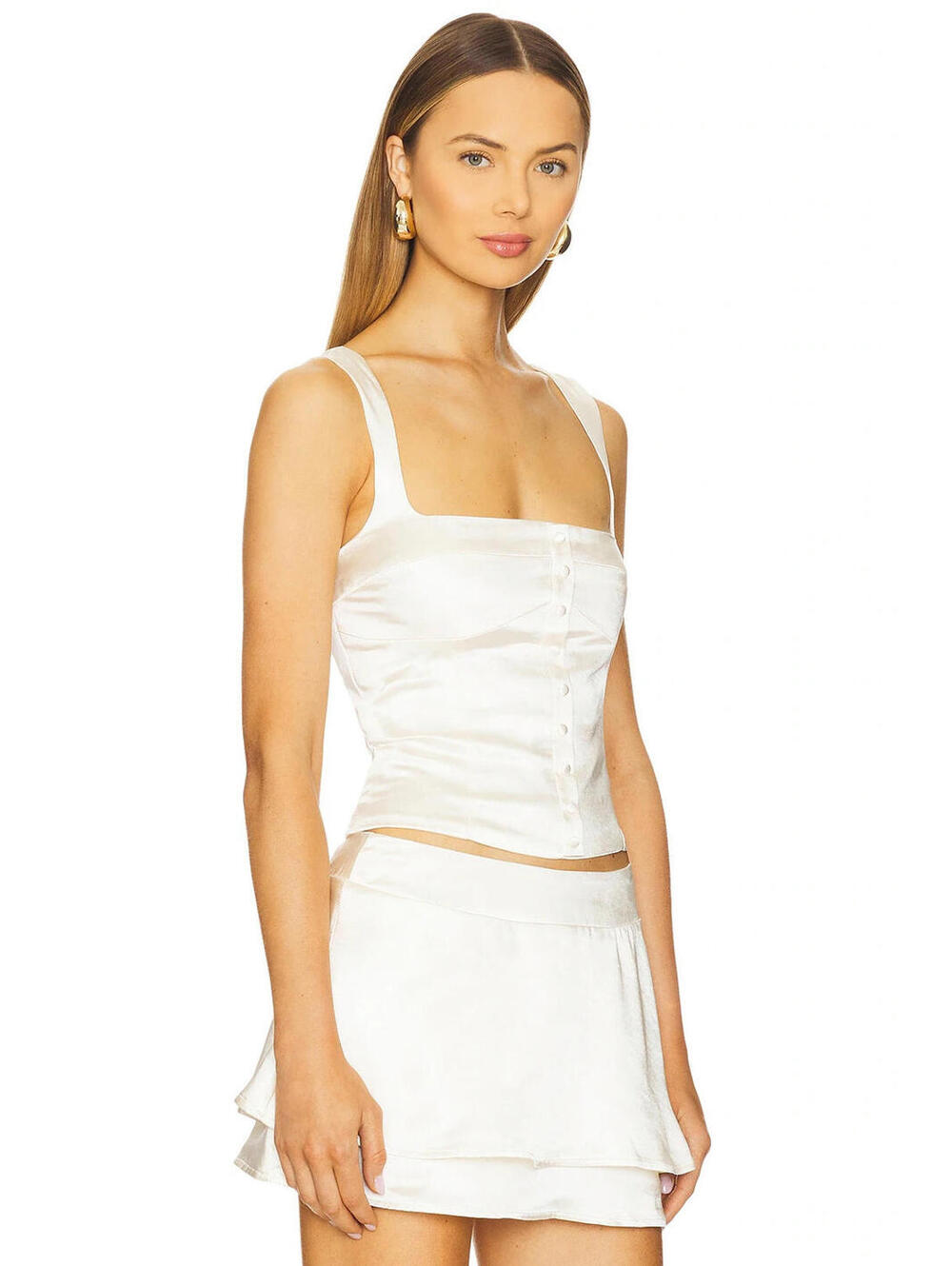 Revolve Pammi Top Runaway The Labe satin Ivory size S $85msrp - Picture 2 of 9
